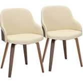 Bacci Dining Accent Chair in Walnut Wood & Cream Leatherette